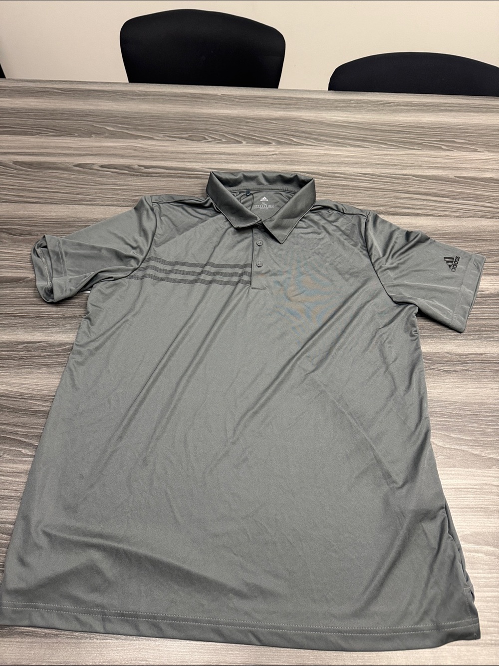 adidas Men's Charcoal Gray Polo Shirt with Tonal Stripes